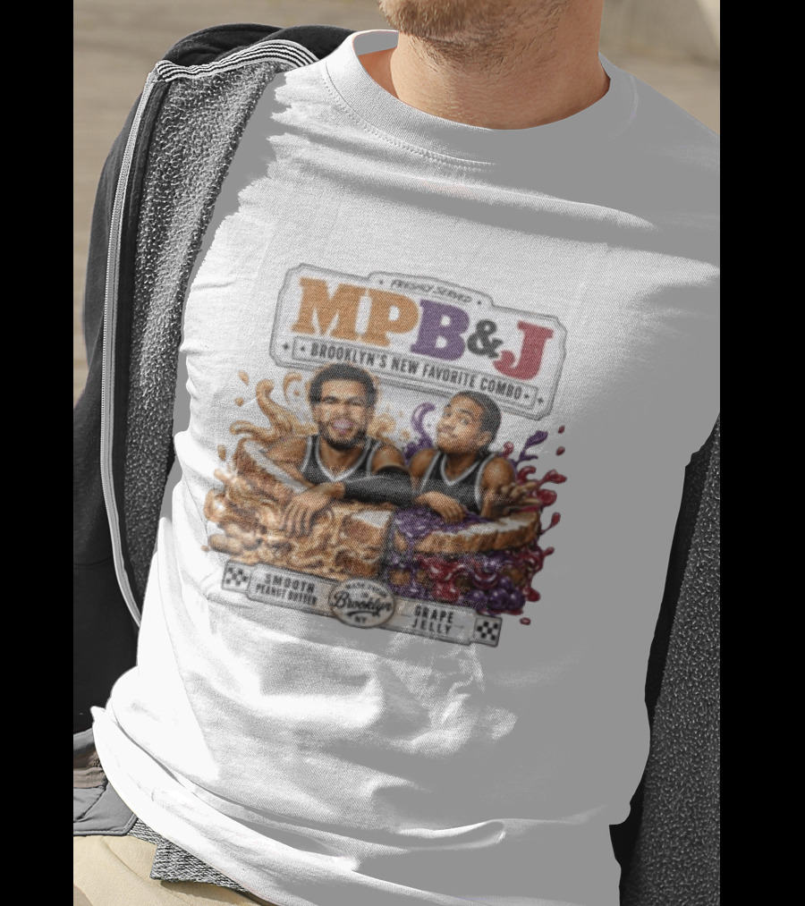 Freshly Served MPB & J Brooklyn's New Favorite Combo Smooth Peanut Butter Grape Jelly T-Shirt