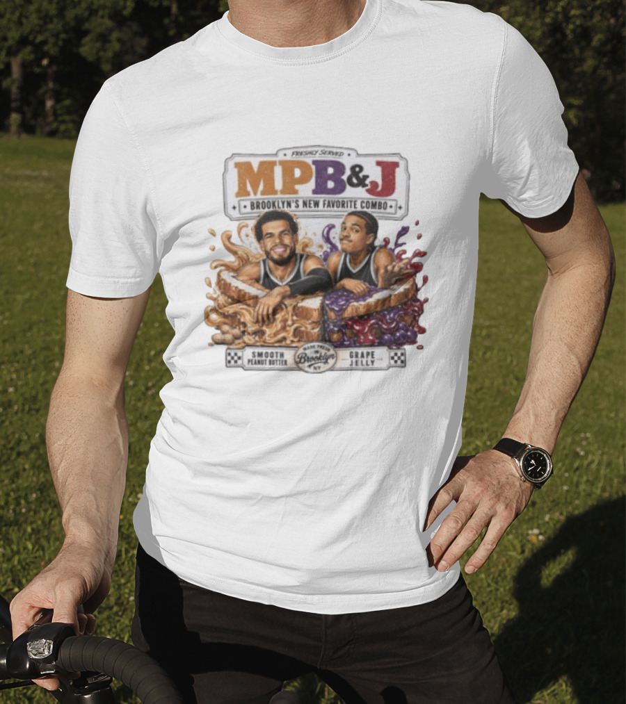 Freshly Served MPB & J Brooklyn's New Favorite Combo Smooth Peanut Butter Grape Jelly T-Shirt