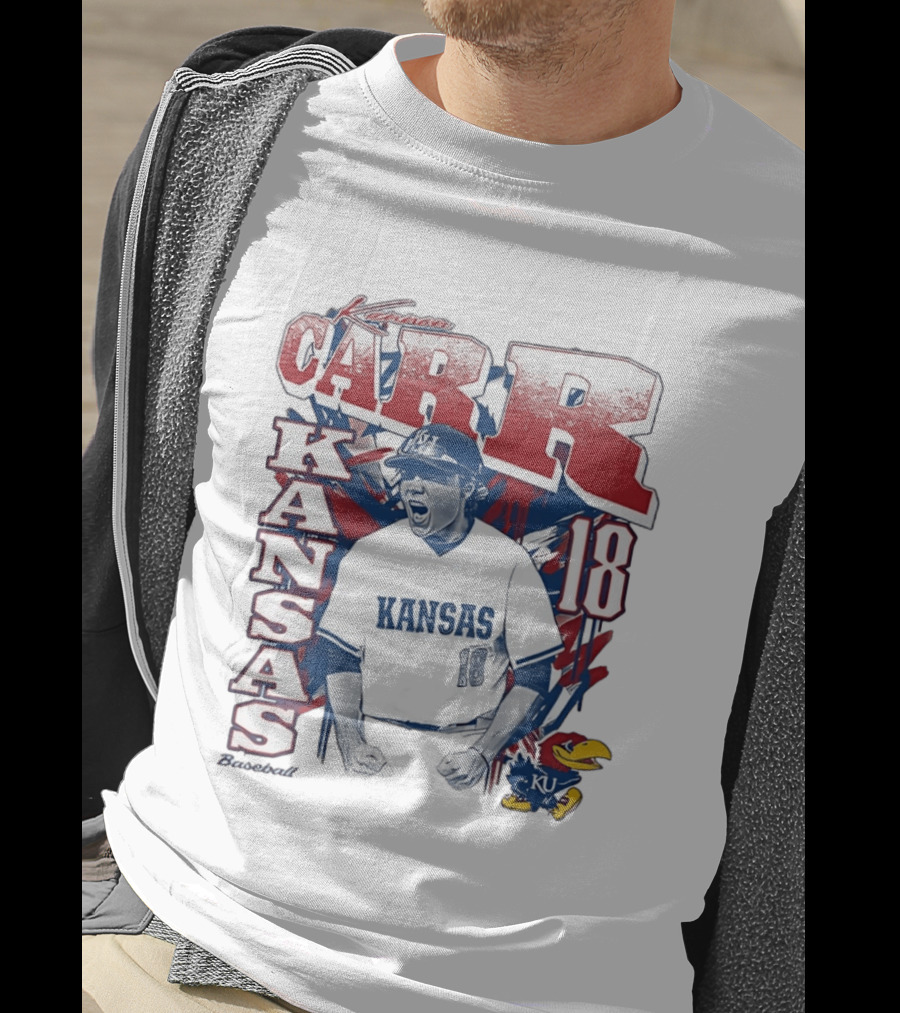 Kansas Jayhawks Kanon Carr 18 Baseball KU Team Fan Gear T-Shirt