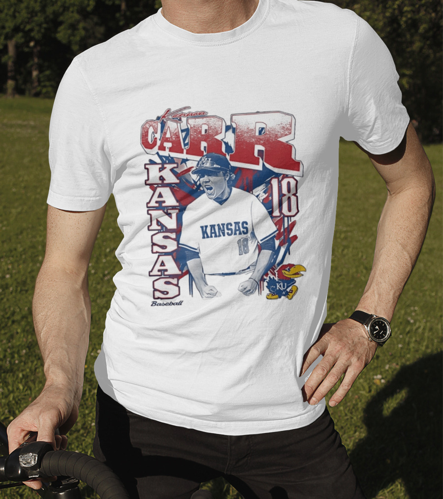 Kansas Jayhawks Kanon Carr 18 Baseball KU Team Fan Gear T-Shirt