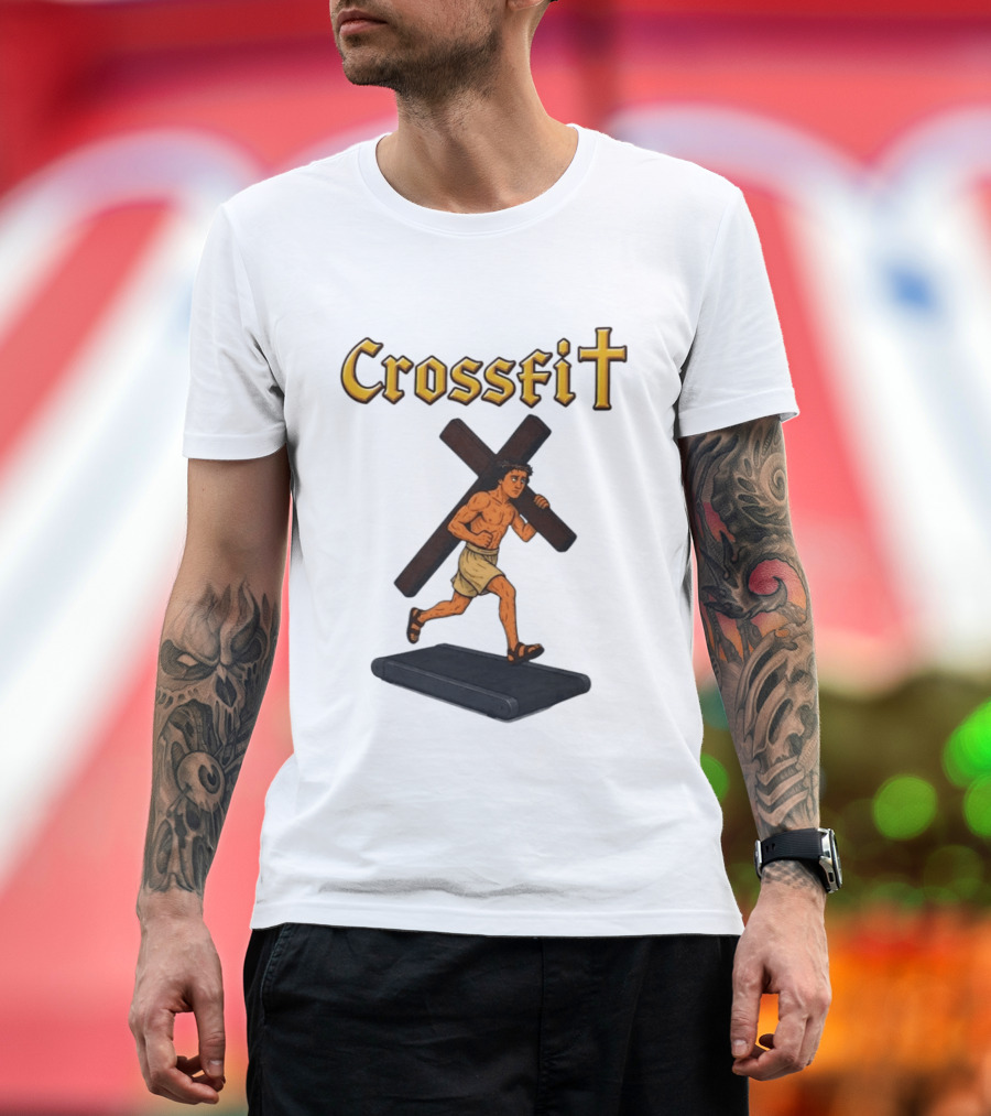 CrossFit Jesus Treadmill Religious Workout T-Shirt