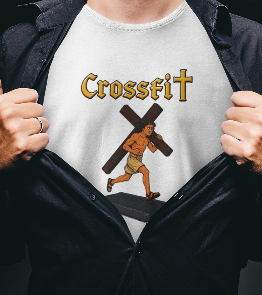 CrossFit Jesus Treadmill Religious Workout T-Shirt