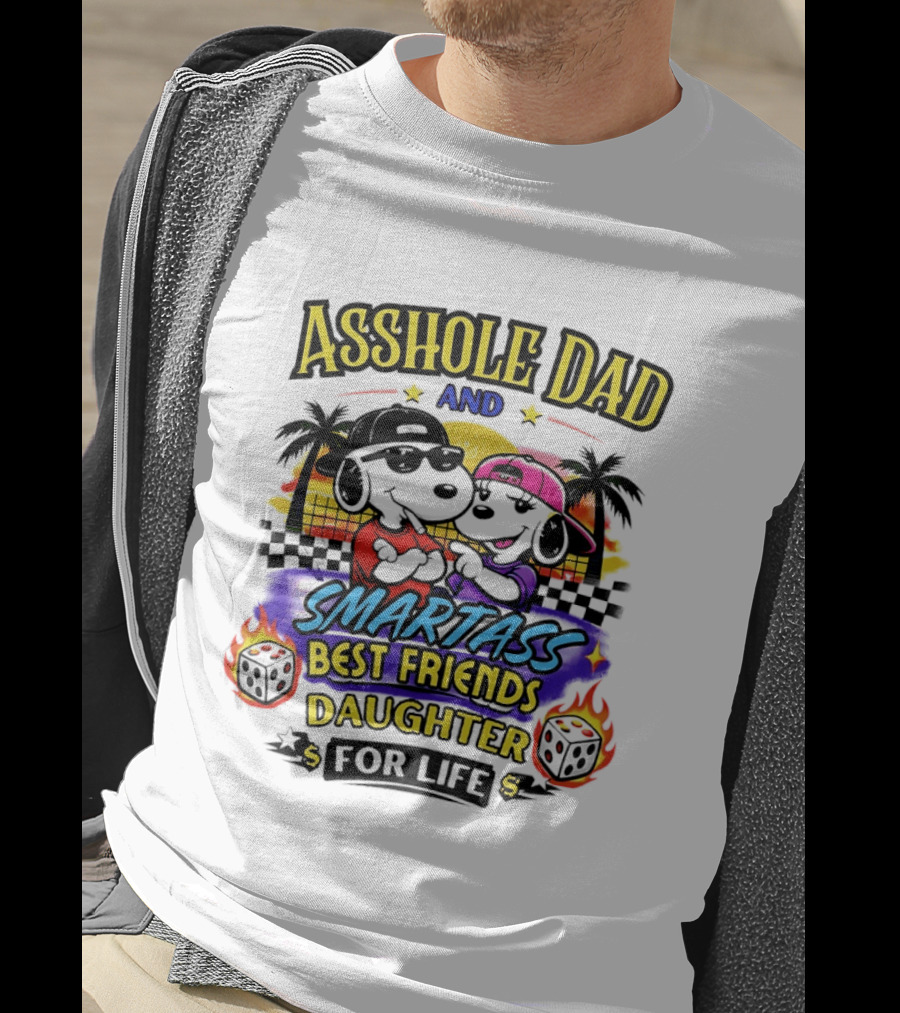 Asshole Dad And Smartass Best Friends Daughter For Life Vintage Sunset T-Shirt