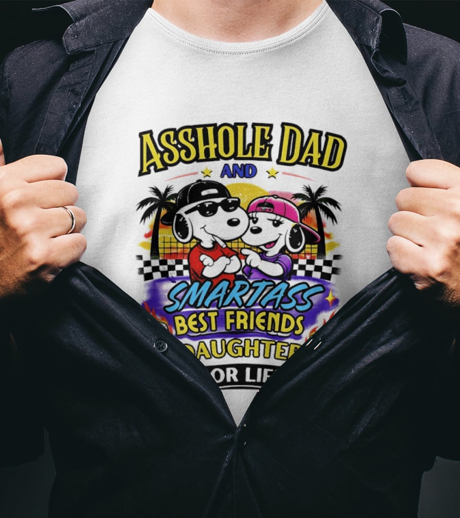 Asshole Dad And Smartass Best Friends Daughter For Life Vintage Sunset T-Shirt