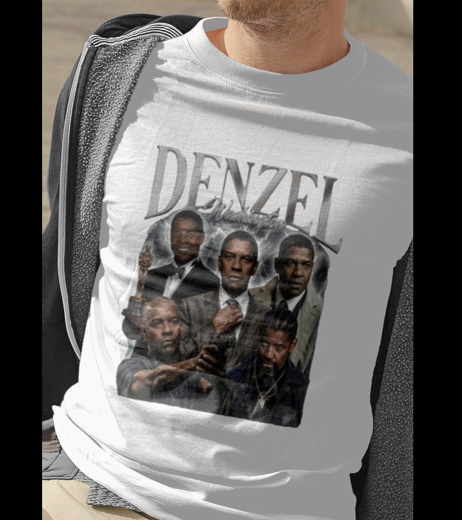 Denzel Washington Iconic Movie Roles And Oscar Moment Collage T-Shirt