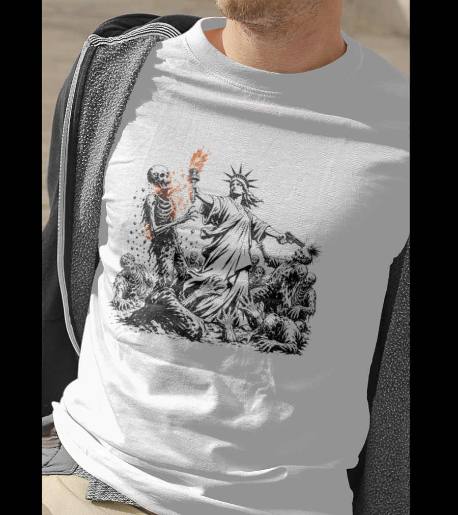 Liberty Or Death Zombie Apocalypse Undead Statue Of Liberty Torch T-Shirt