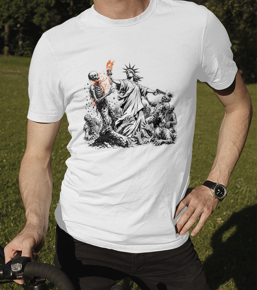 Liberty Or Death Zombie Apocalypse Undead Statue Of Liberty Torch T-Shirt