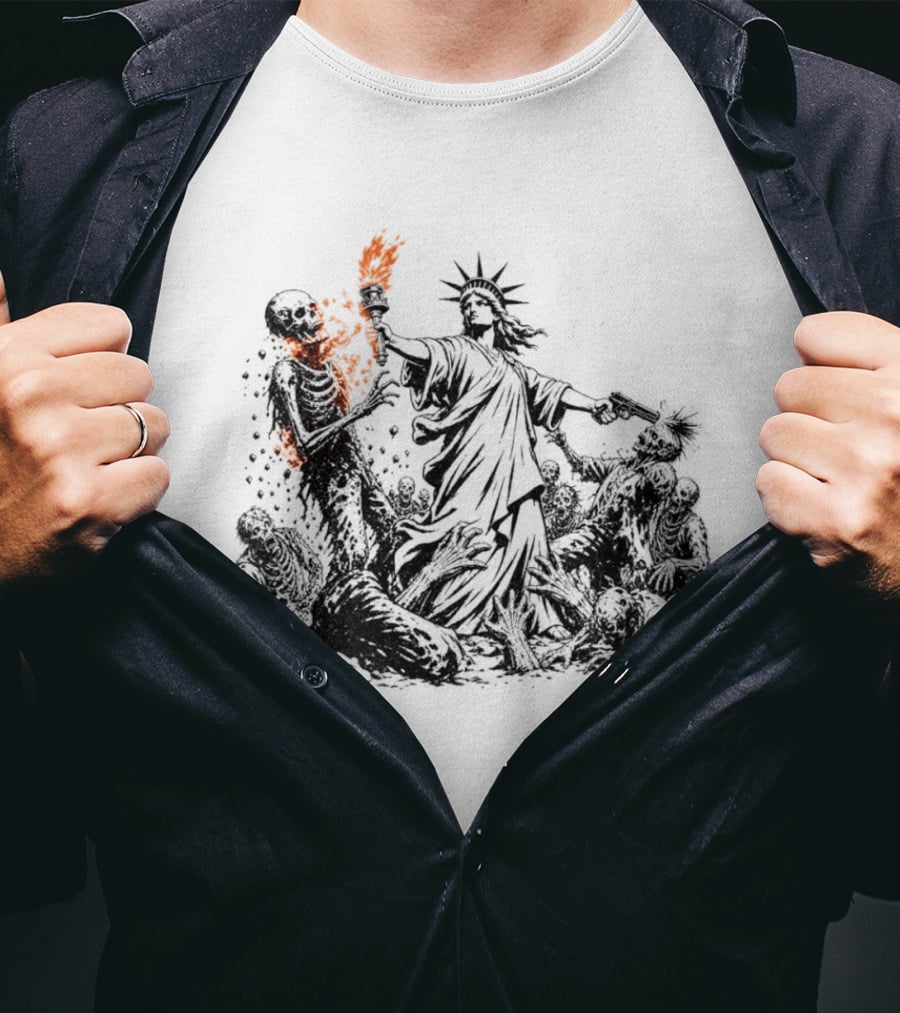Liberty Or Death Zombie Apocalypse Undead Statue Of Liberty Torch T-Shirt