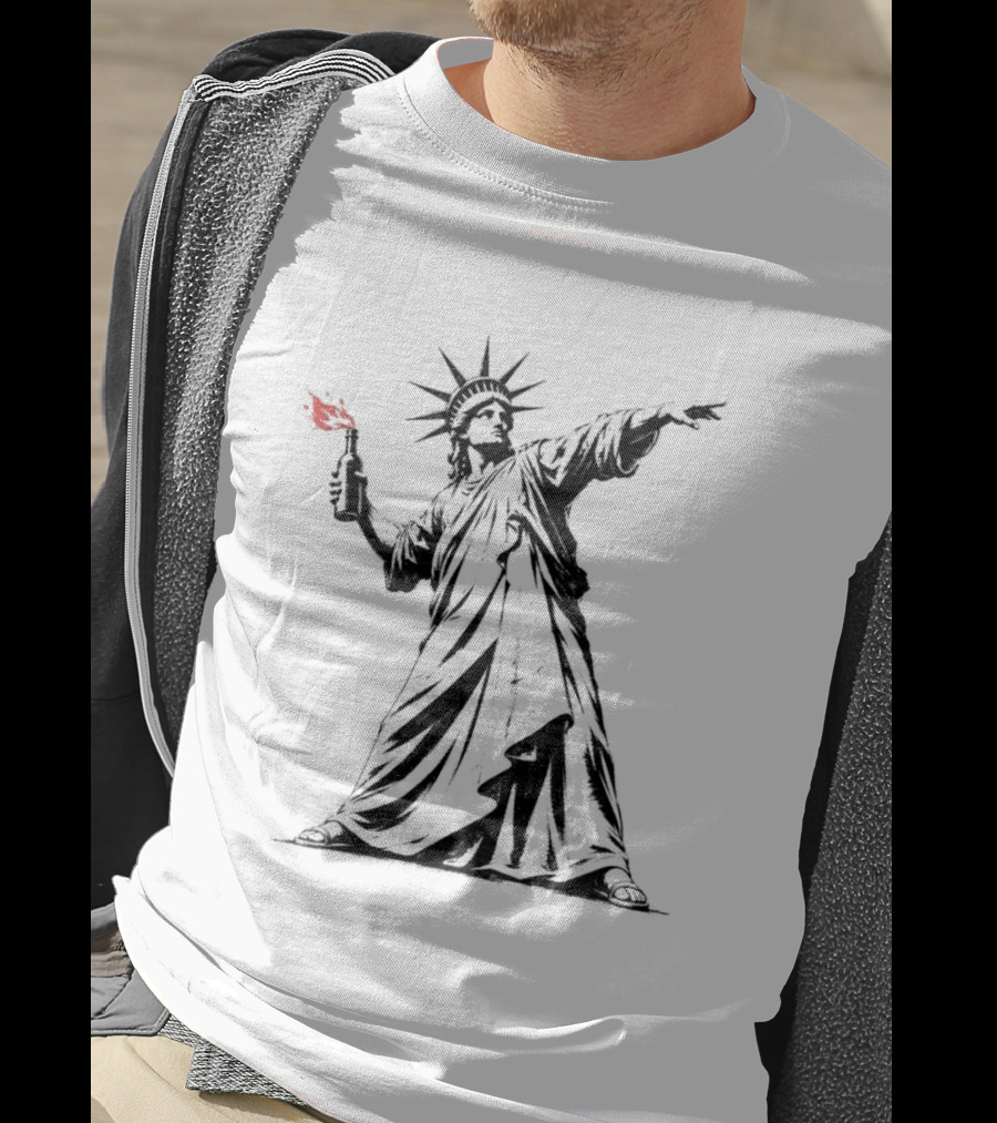 Liberty Unleashed Statue Of Liberty Molotov Cocktail Flame T-Shirt