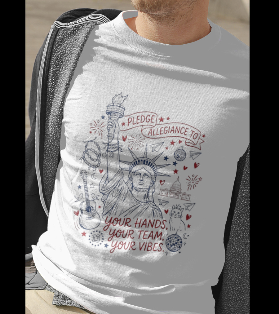 Pledge Allegiance Statue Of Liberty Your Hands Your Team Your Voice USA 250 Anniversary T-Shirt