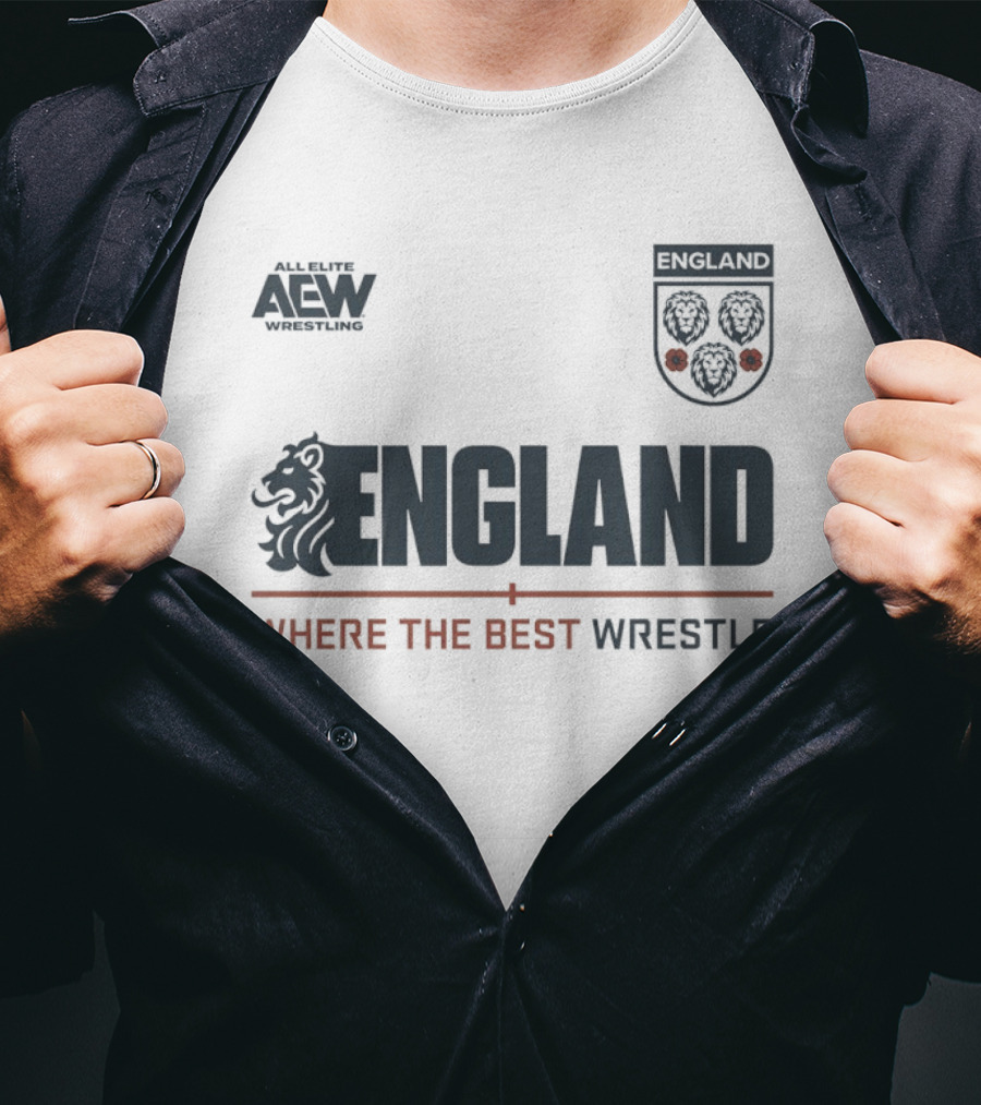 All Elite AEW Wrestling England Where The Best Wrestle Lion Crest T-Shirt