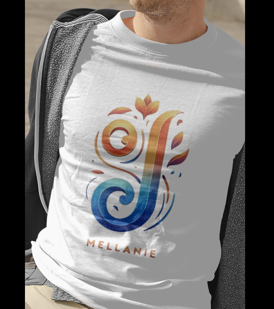 Mellanie Decorative Letter J Floral Gradient T-Shirt