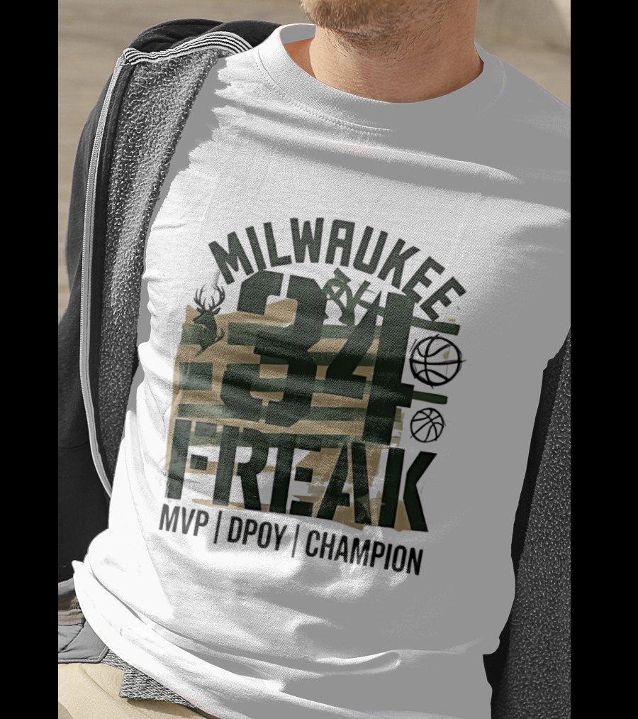 Milwaukee 34 Freak MVP DPOY Champion Giannis Antetokounmpo Basketball T-Shirt