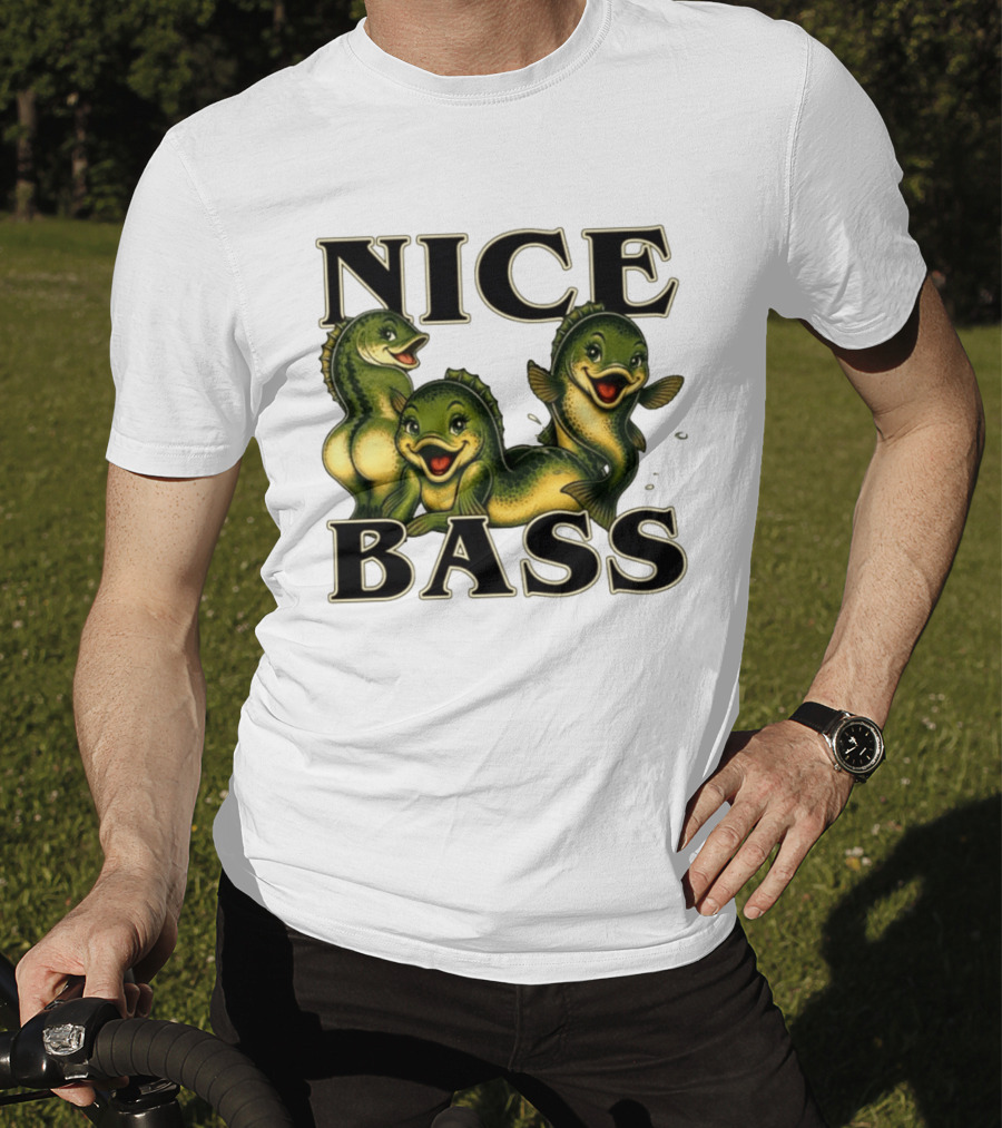 Nice Bass Fishing Pun Angler Humor Trio Fish T-Shirt