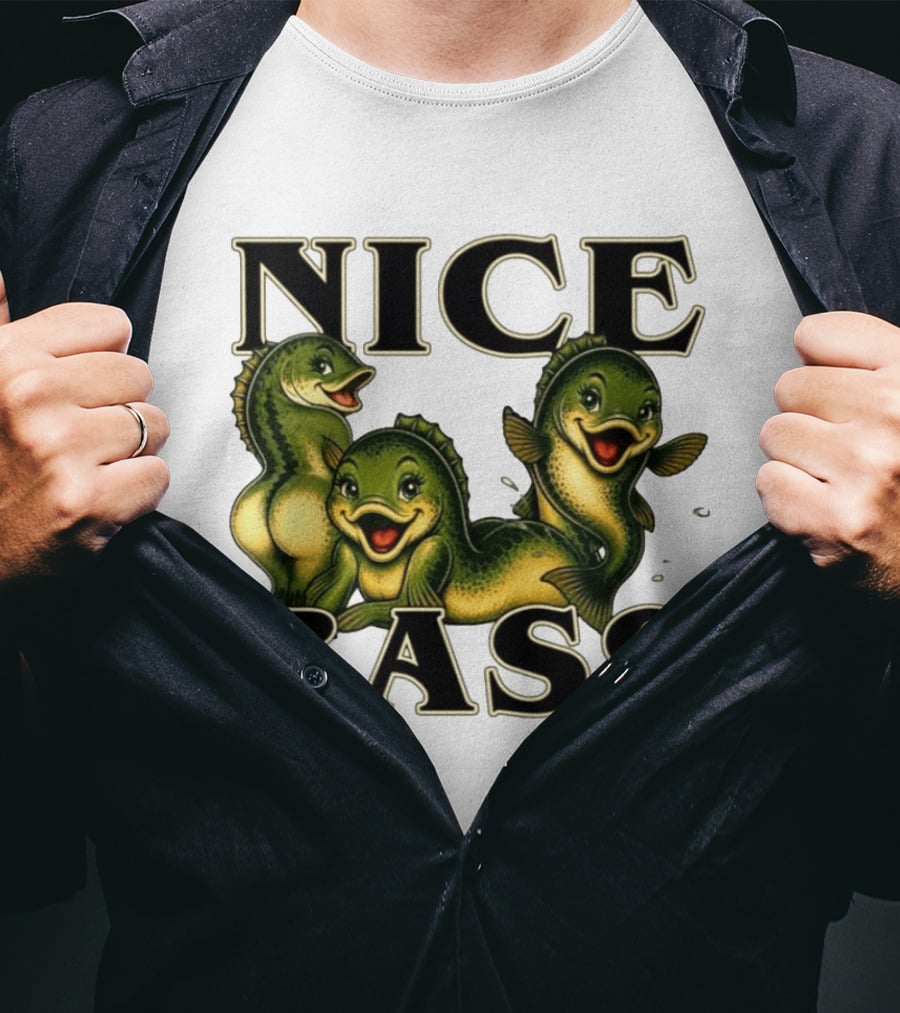 Nice Bass Fishing Pun Angler Humor Trio Fish T-Shirt