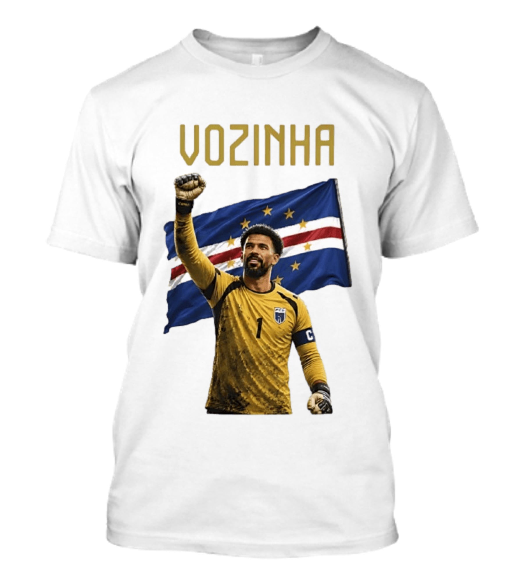 Vozinha Cape Verde National Football Team No 1 Celebration With Flag T-Shirt