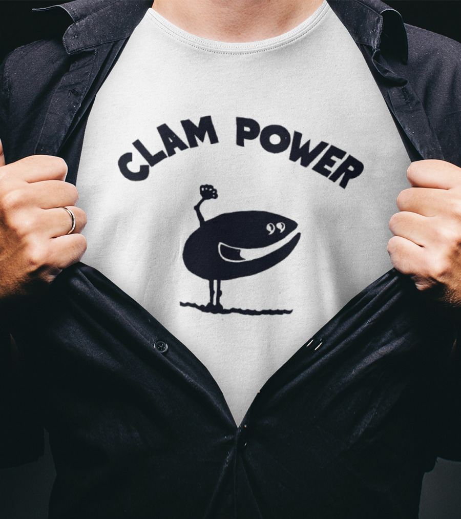 Clam Power Funny Cartoon Clam Arm Flexing T-Shirt