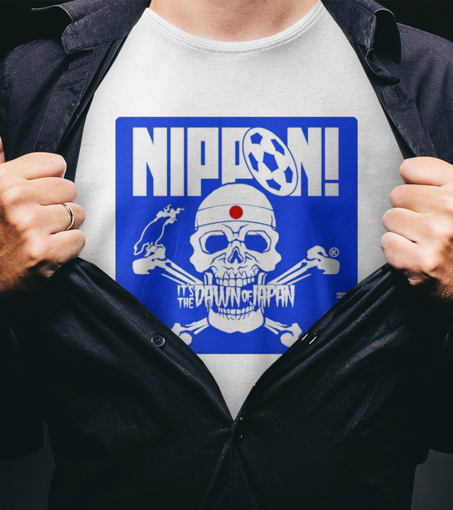 Nippon It's The Dawn Of Japan Skull Crossbones Soccer Ball T-Shirt
