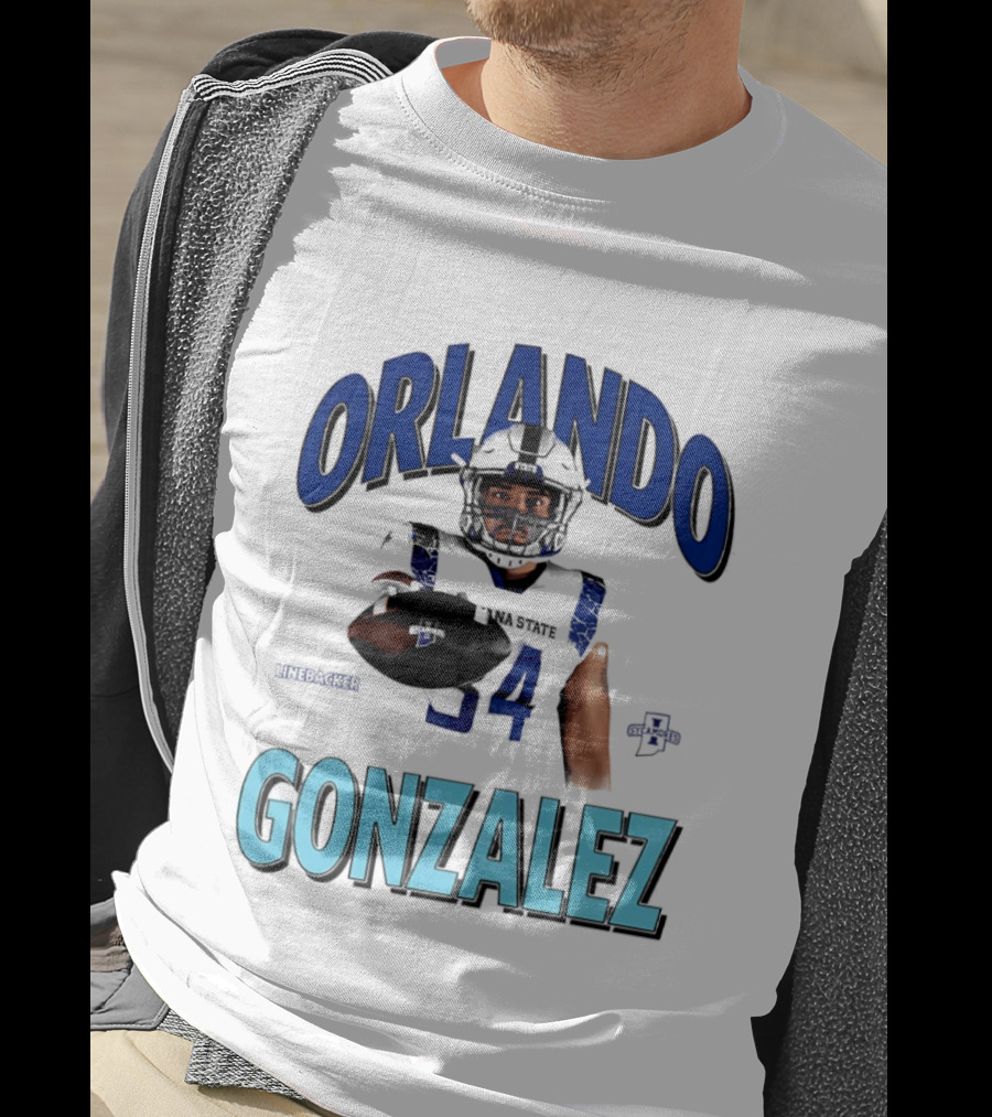 Orlando Gonzalez Indiana State Sycamores Linebacker Football Player 34 T-Shirt