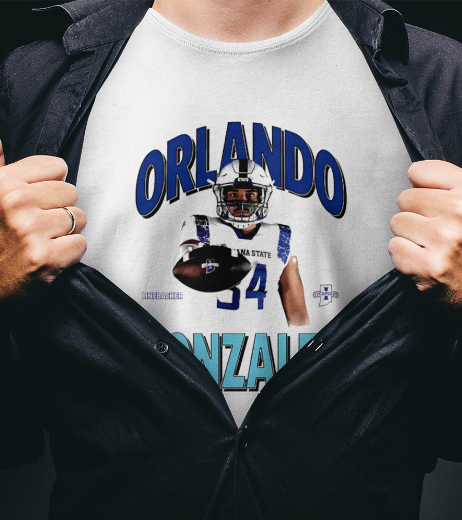 Orlando Gonzalez Indiana State Sycamores Linebacker Football Player 34 T-Shirt