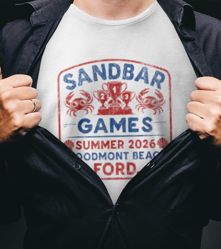 Sandbar Games Summer 2026 Woodmont Beach Milford CT Crabs And Trophy T-Shirt