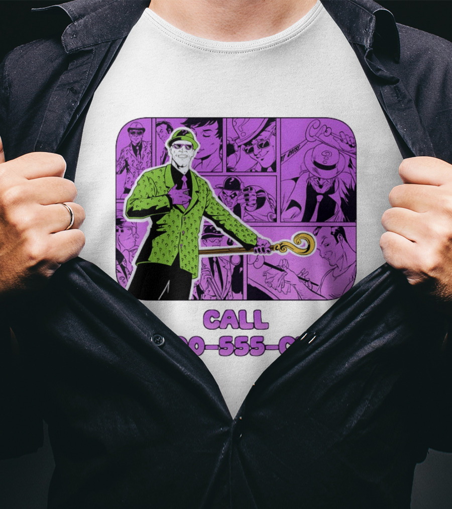 The Riddler Call 1 800 555 CLUE DC Comics Batman T-Shirt
