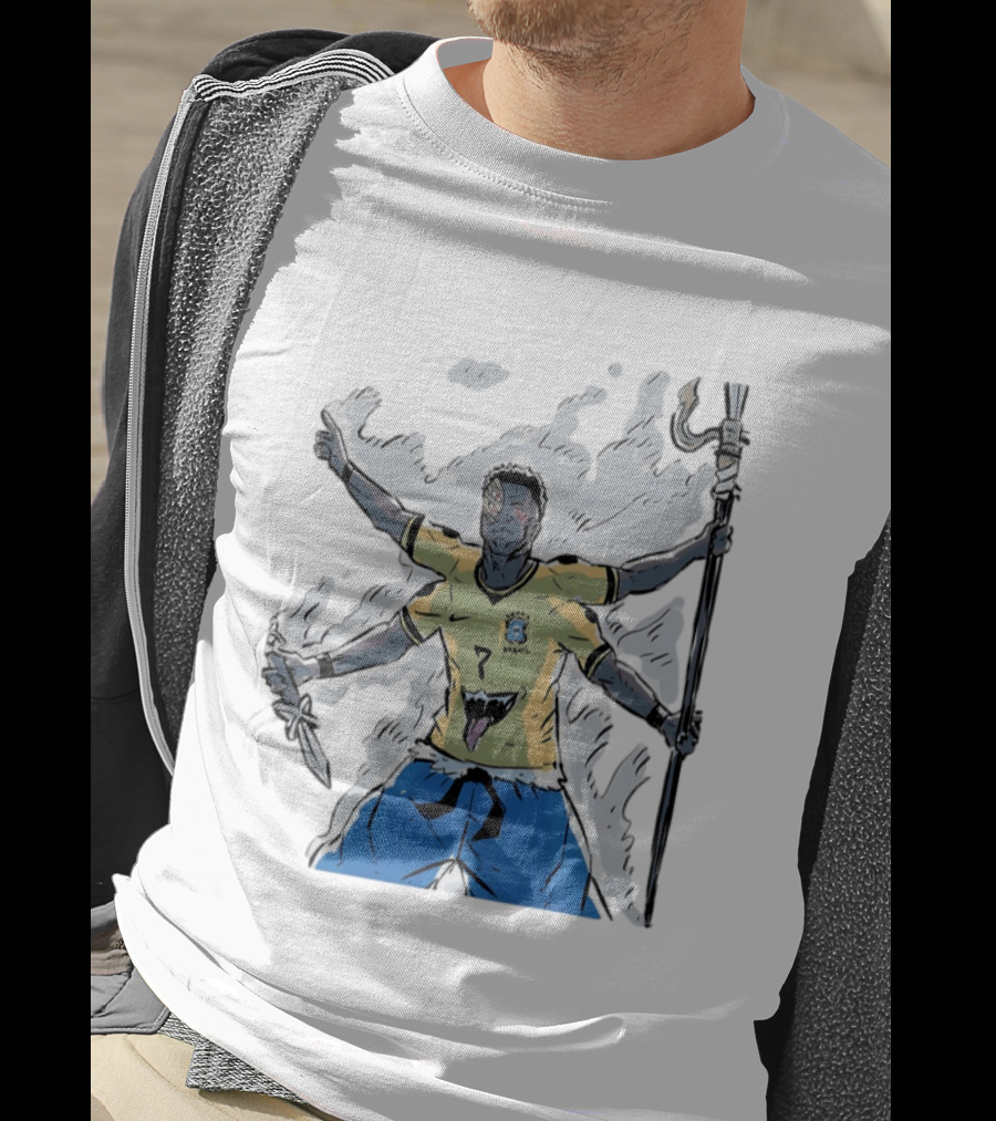 Vini Jr. Brazil Ryomen Sukuna Crossover Anime Character Fusion T-Shirt
