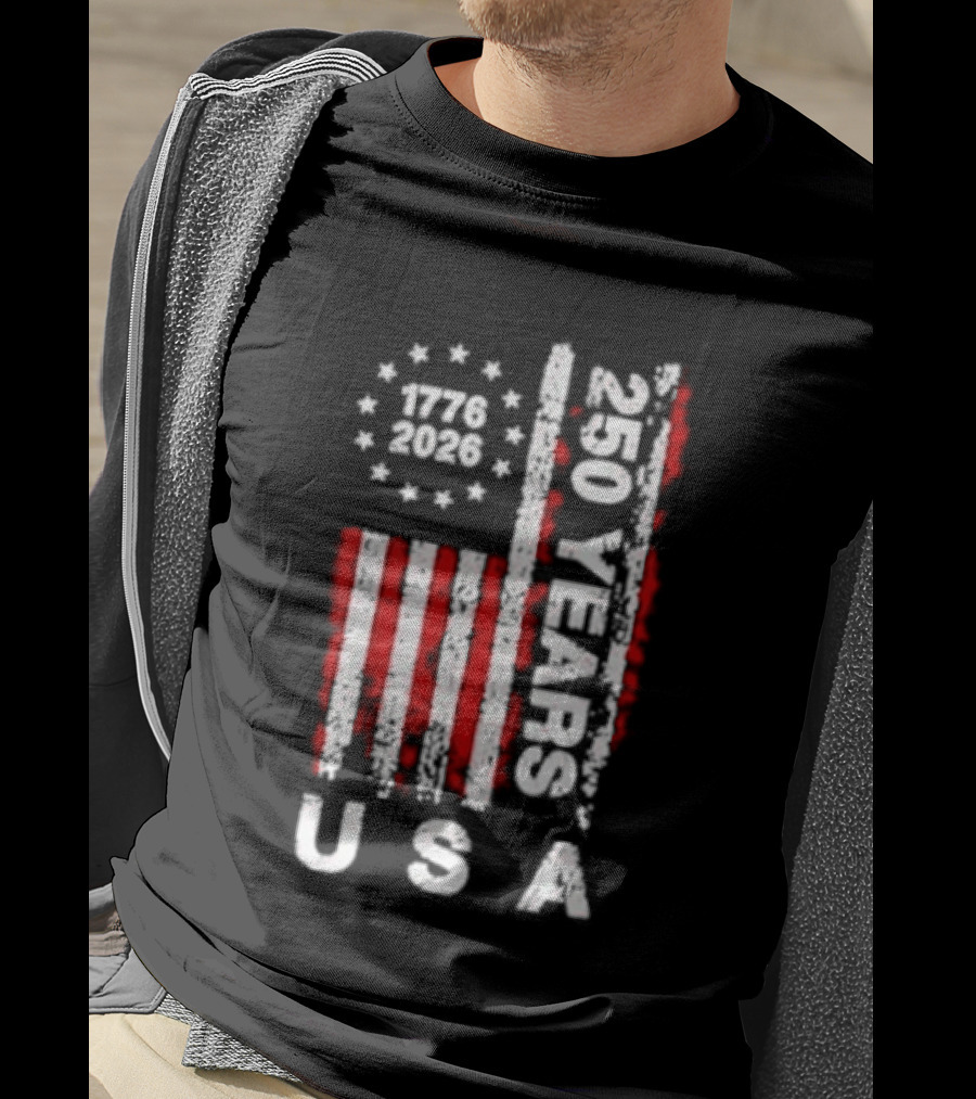 250 Years USA 1776 2026 Flag Stars Stripes Celebration T-Shirt
