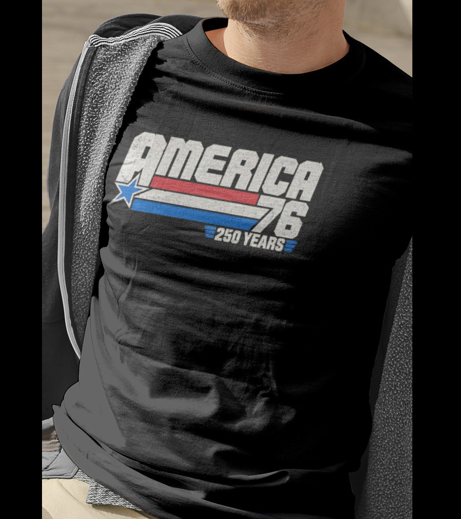 America 76 Star Red White Blue 250 Years Celebration T-Shirt