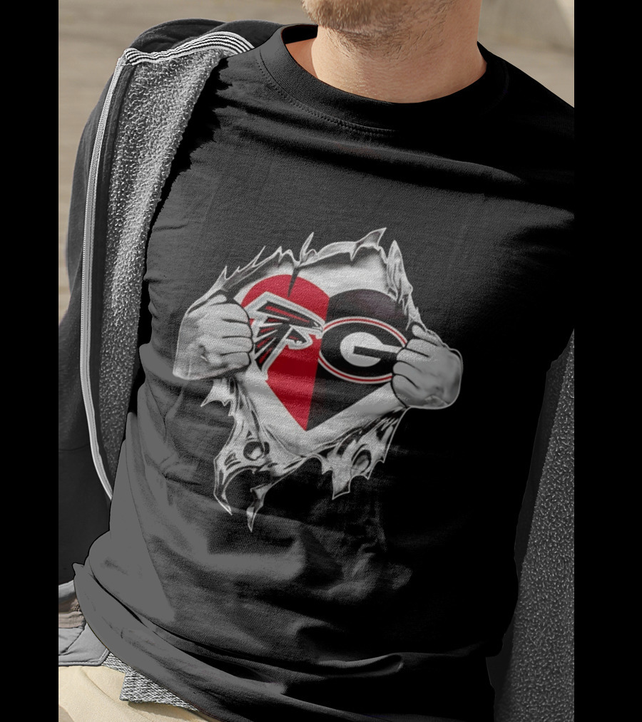 Atlanta Falcons Georgia Bulldogs Heart Fan Pride T-Shirt