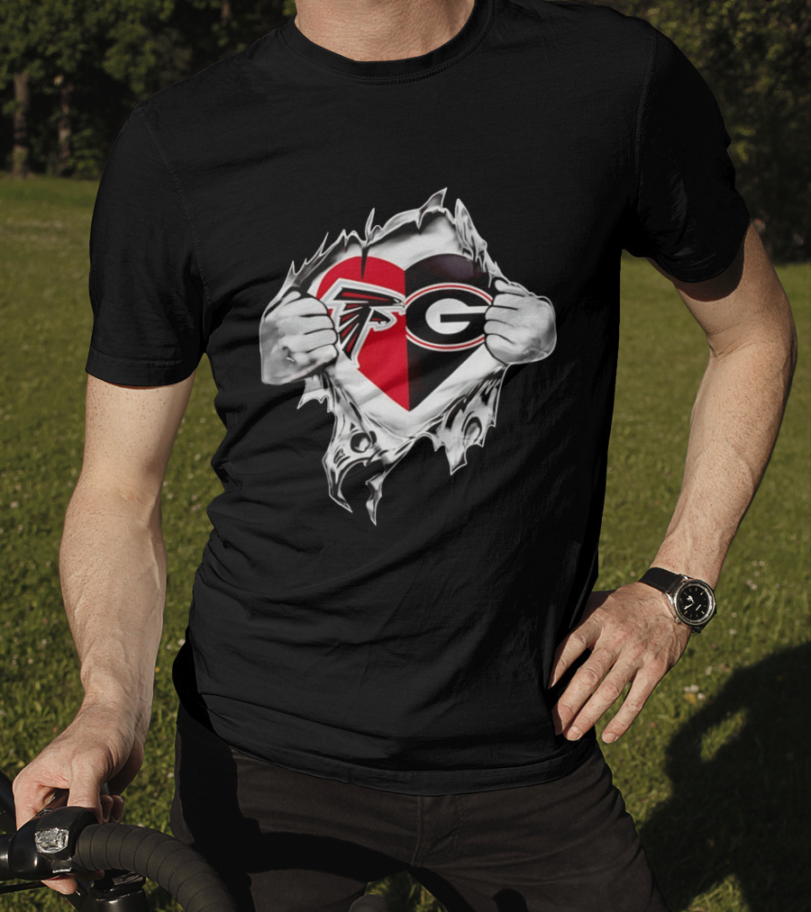 Atlanta Falcons Georgia Bulldogs Heart Fan Pride T-Shirt