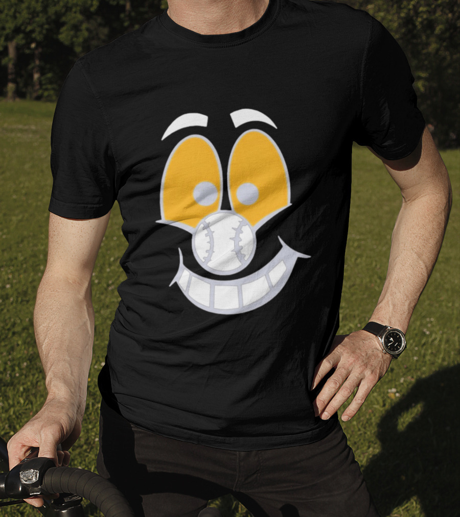 Cartoon Baseball Smile Face With Playful Eyes T-Shirt