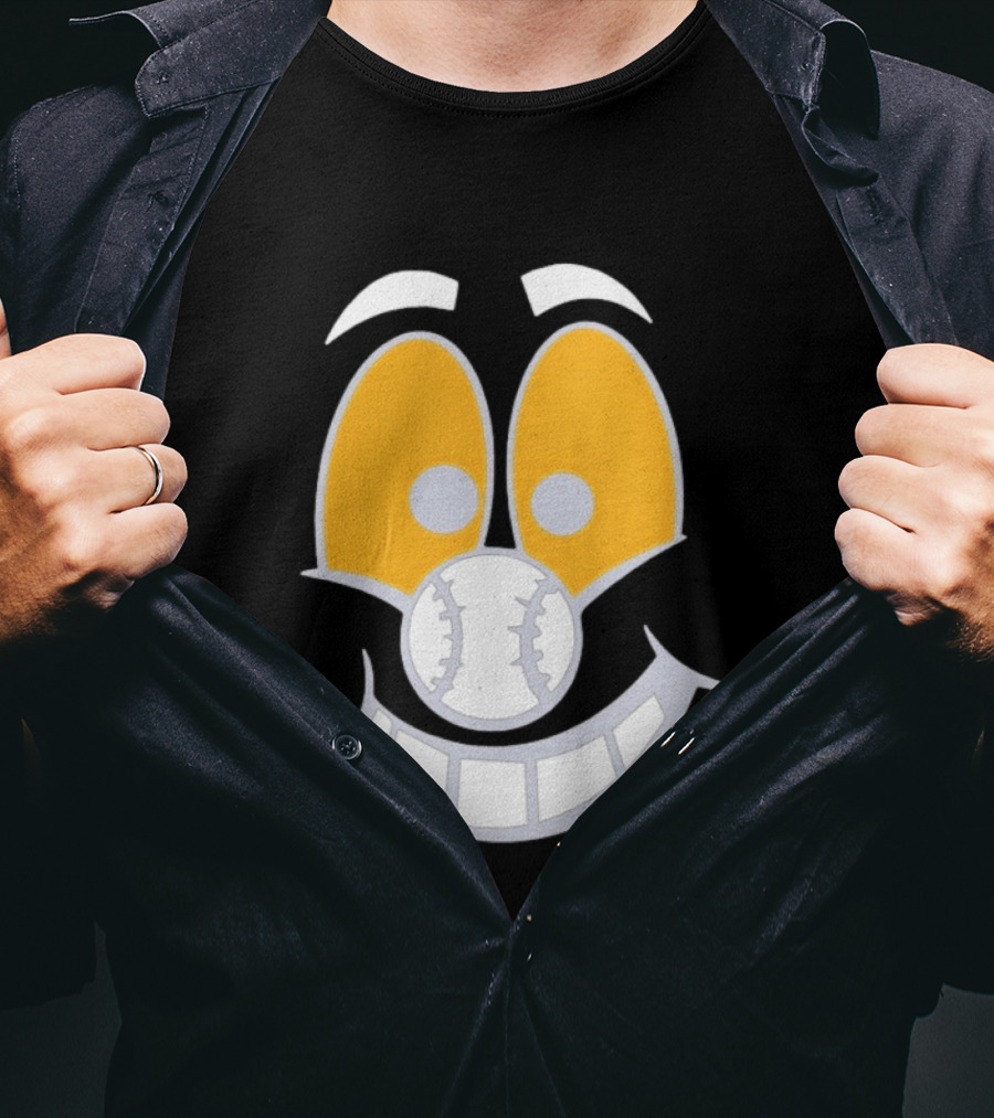 Cartoon Baseball Smile Face With Playful Eyes T-Shirt