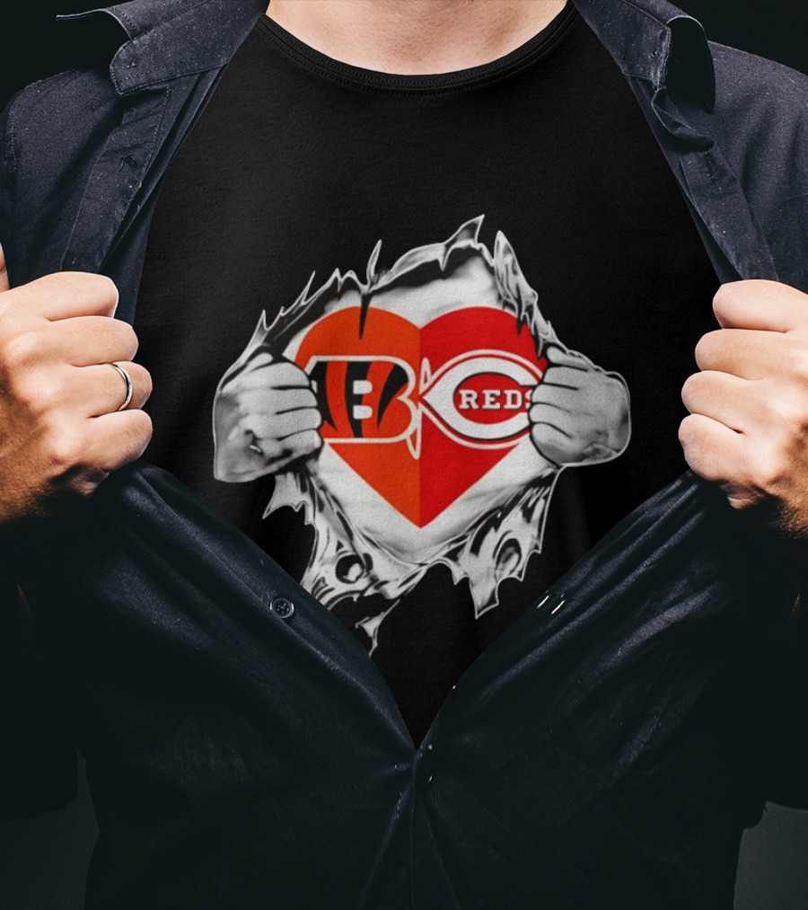 Bengals Reds Heart Ohio Sports MLB Fan Pride T-Shirt