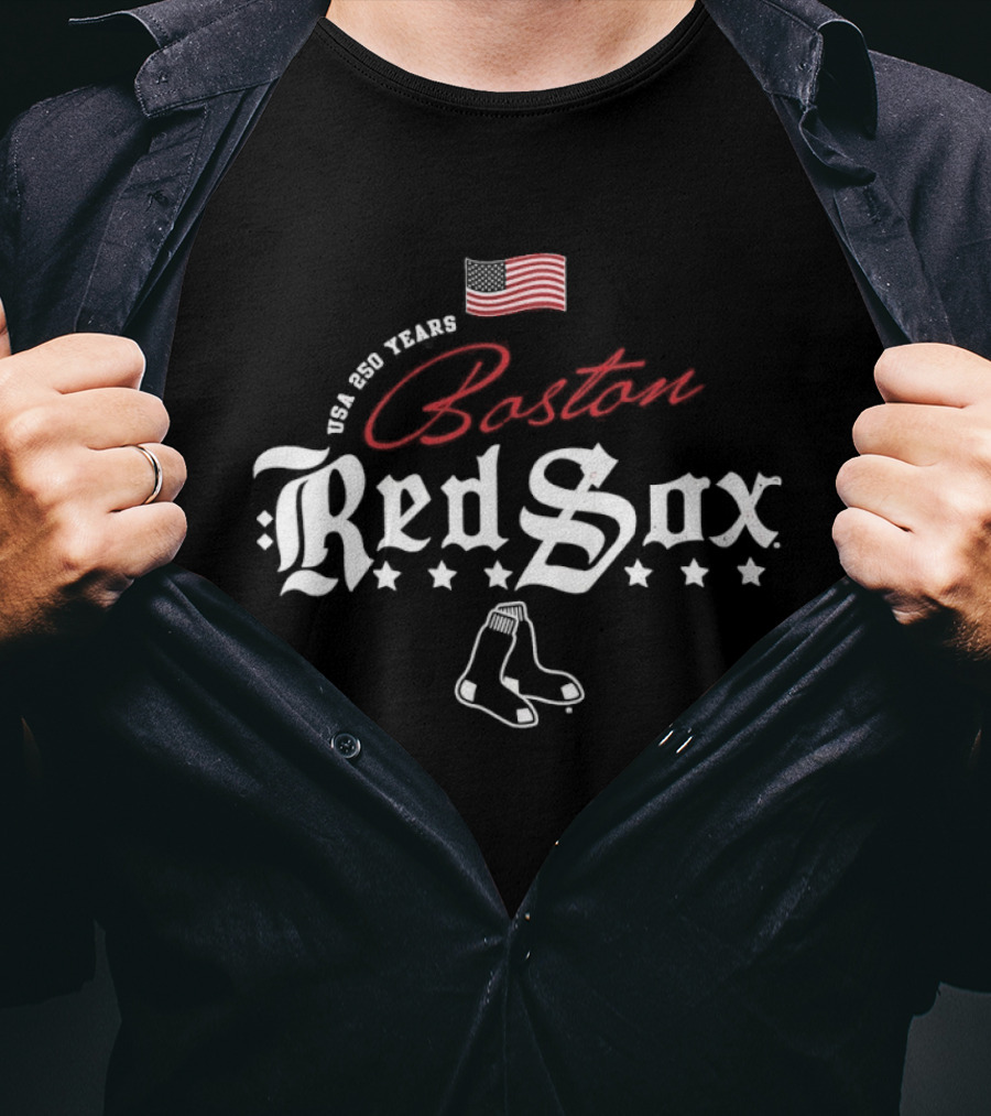 Boston Red Sox MLB USA 250 Years Happy 4th Of July Celebration T-Shirt