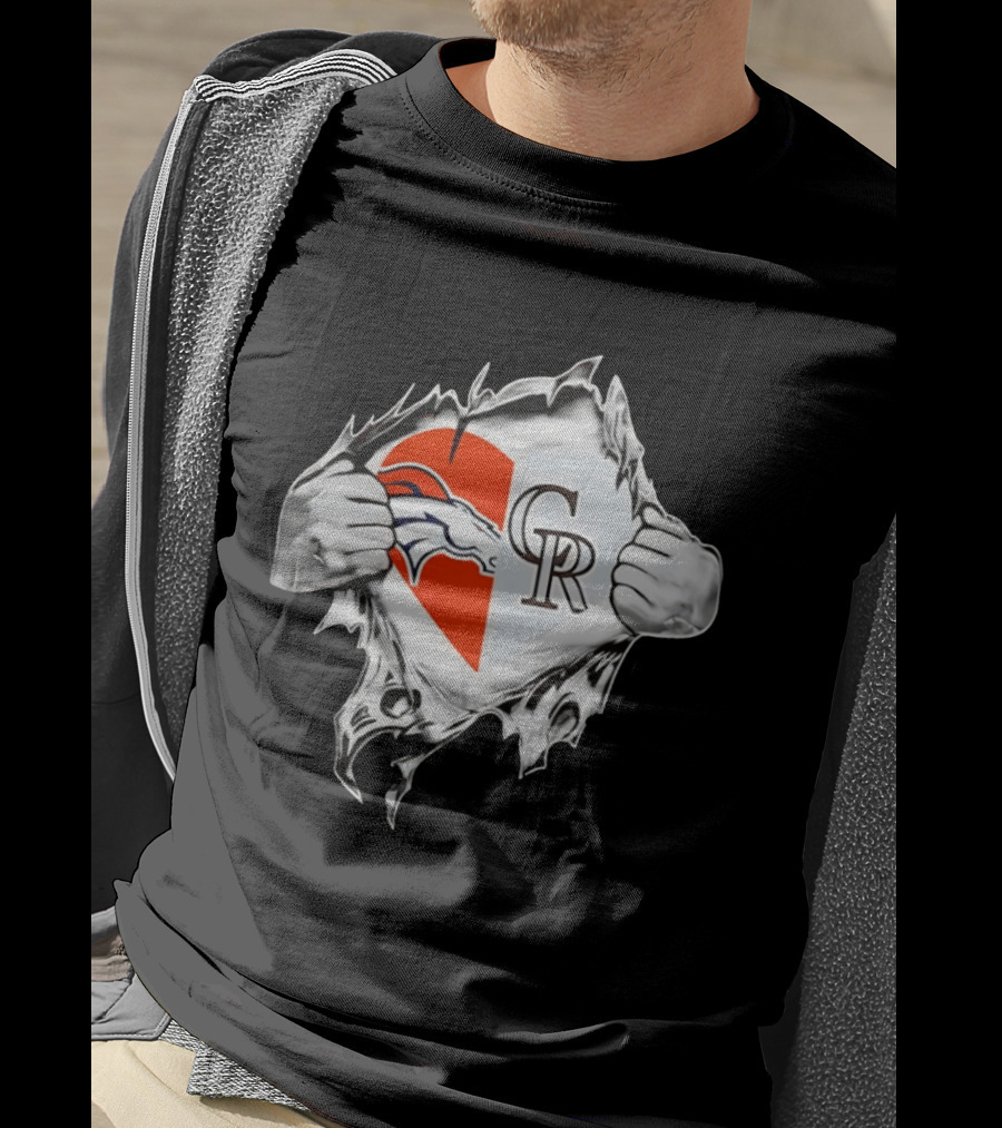 Broncos Rockies Heart Split Collaboration T-Shirt