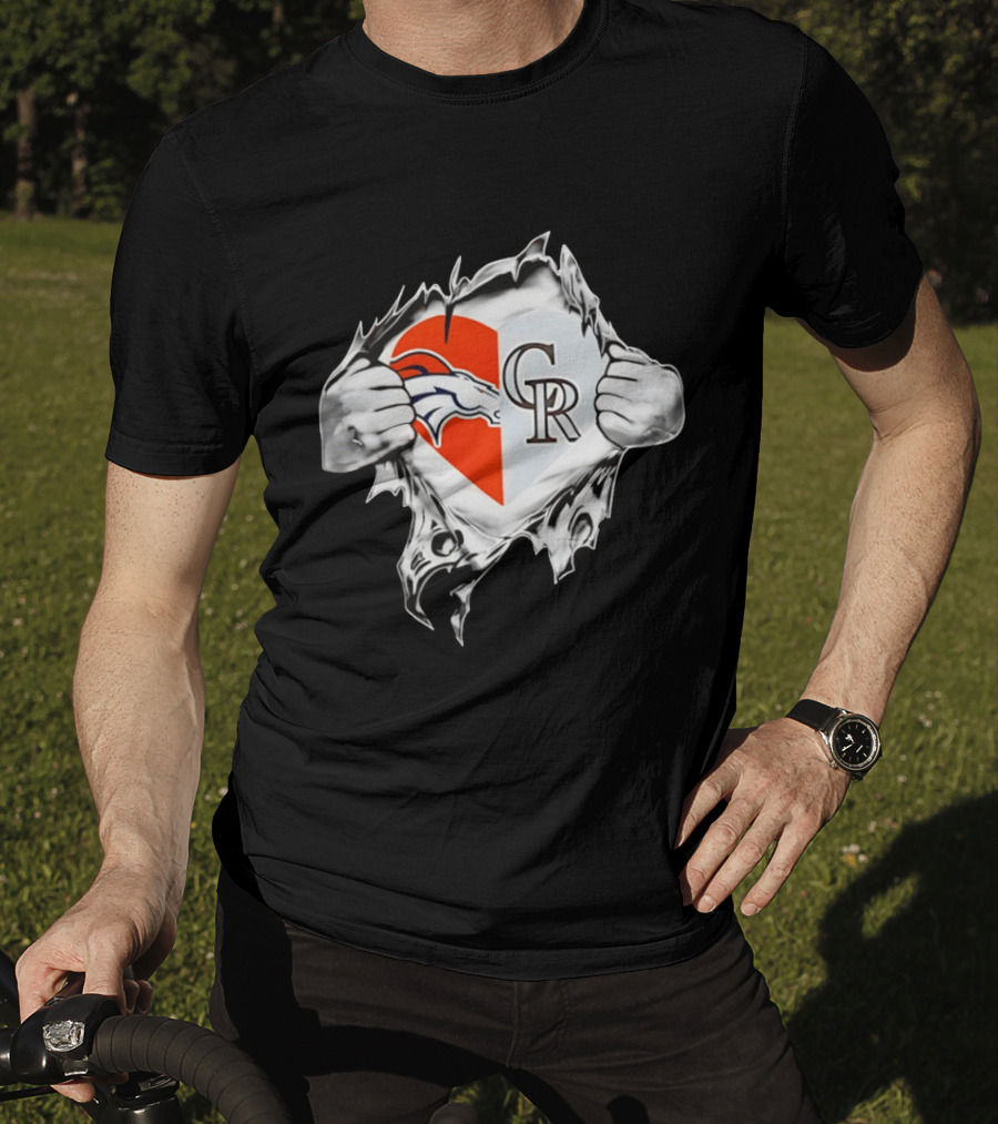 Broncos Rockies Heart Split Collaboration T-Shirt