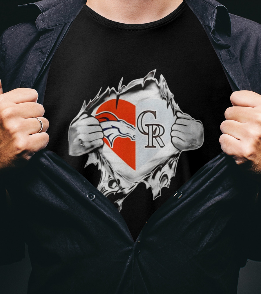 Broncos Rockies Heart Split Collaboration T-Shirt
