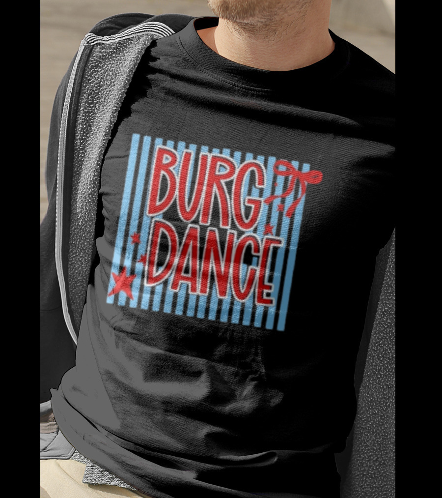 Burg Dance Stripe Red Stars And Bow T-Shirt