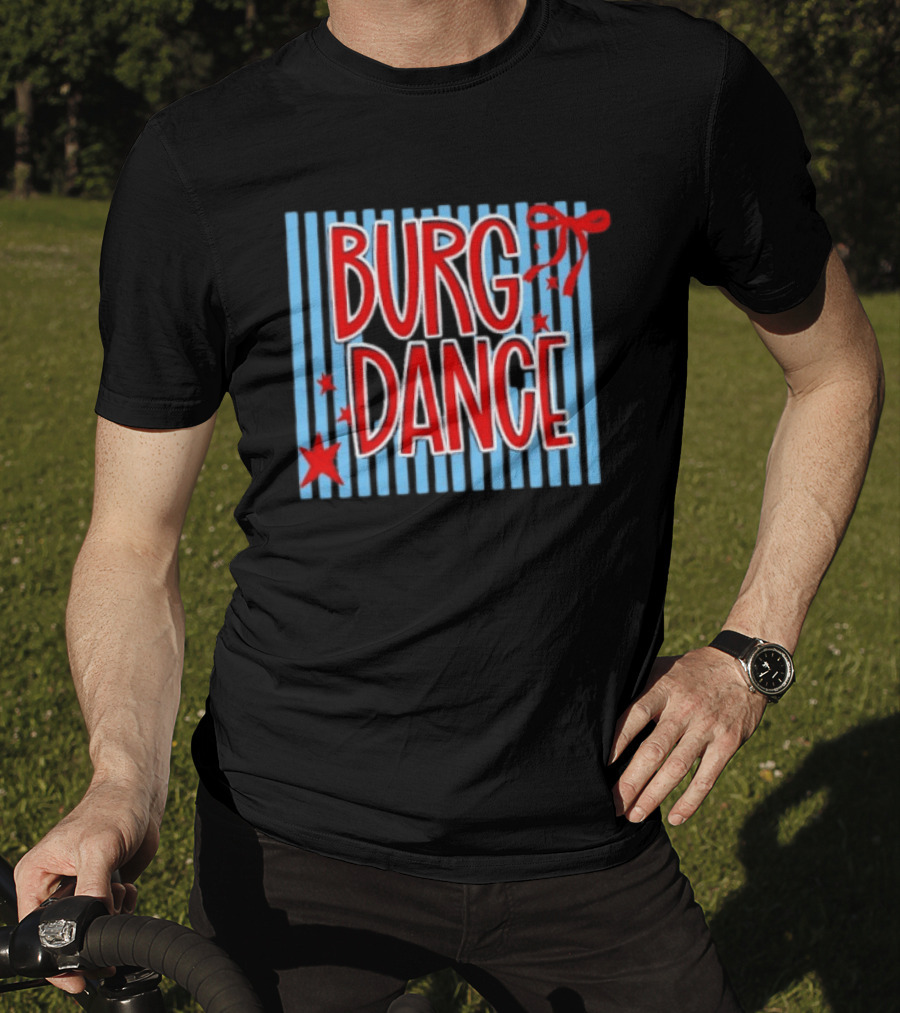 Burg Dance Stripe Red Stars And Bow T-Shirt