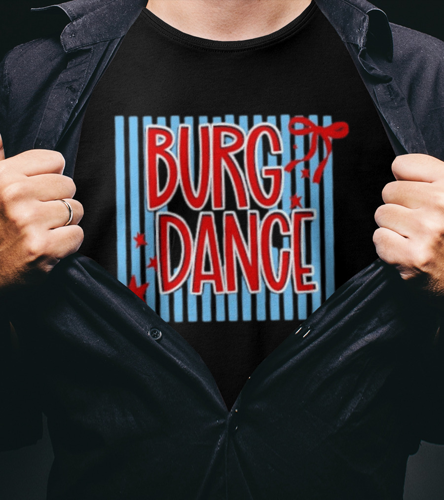 Burg Dance Stripe Red Stars And Bow T-Shirt