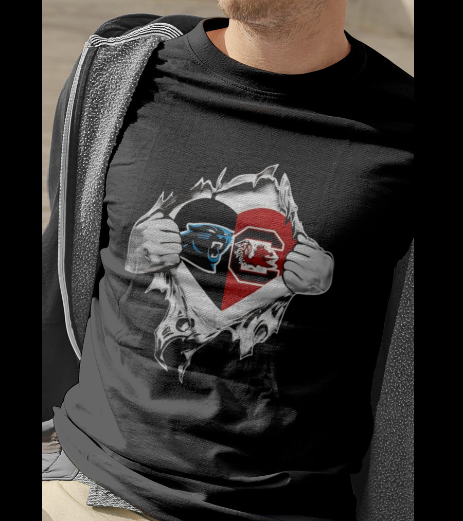 Carolina Panthers South Carolina Gamecocks Heart T-Shirt