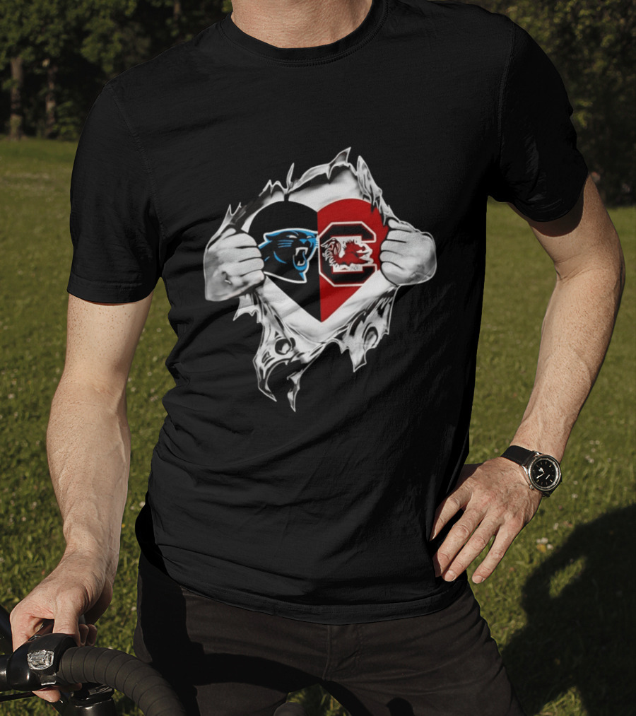 Carolina Panthers South Carolina Gamecocks Heart T-Shirt
