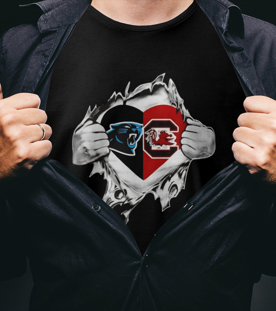 Carolina Panthers South Carolina Gamecocks Heart T-Shirt