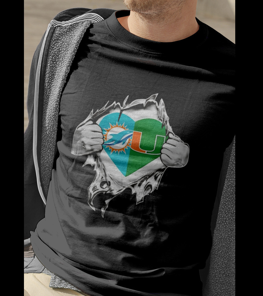 Dolphins Hurricanes Heart Miami Sports Fan Spirit T-Shirt