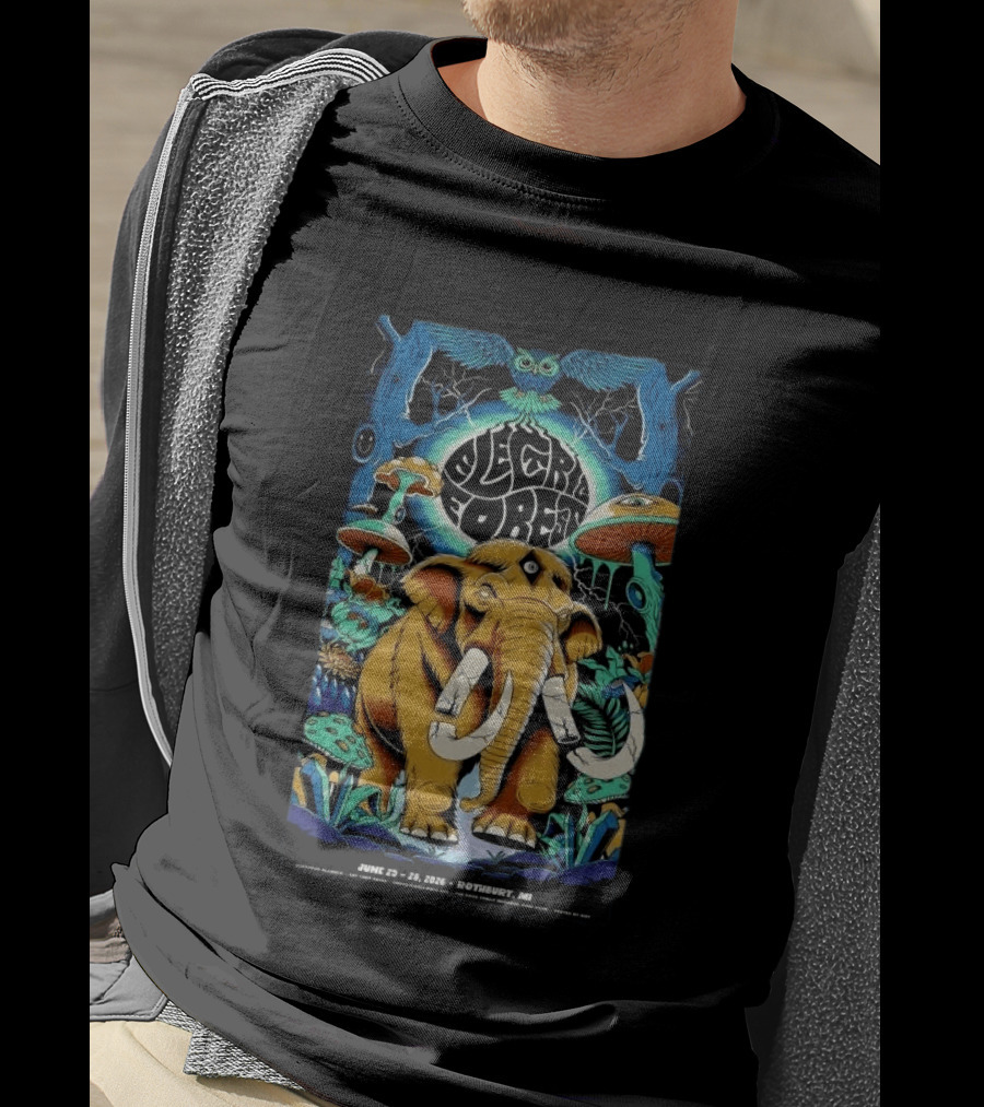 Electric Forest June 25 28 2026 Rothbury MI Mammoth And Psychedelic Mushrooms T-Shirt