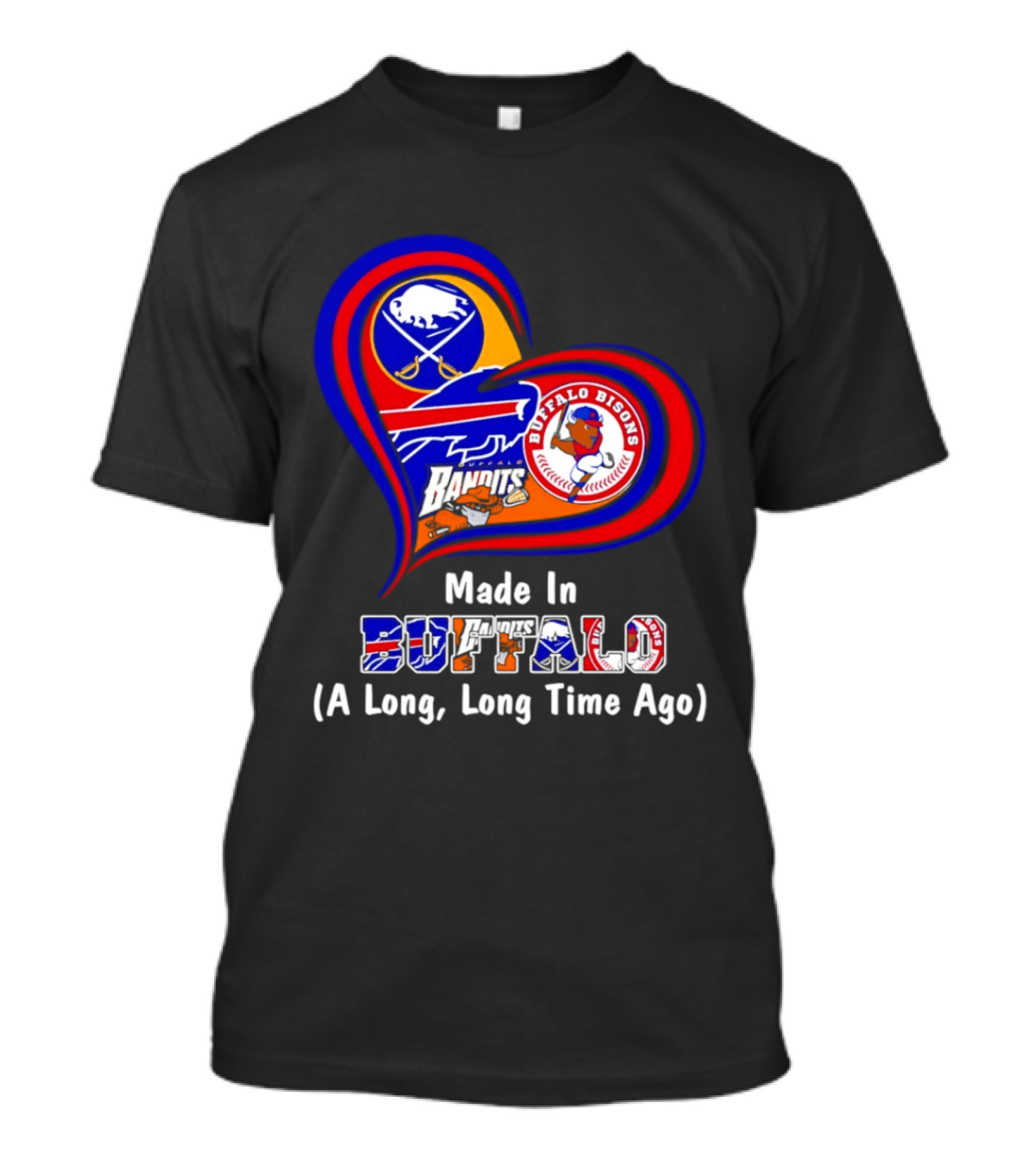Buffalo Sabres Bills Bisons Made In Buffalo Heart T-Shirt