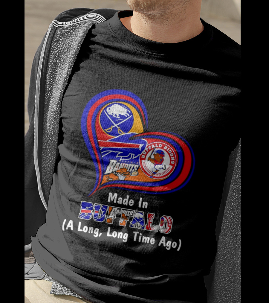 Buffalo Sabres Bills Bisons Made In Buffalo Heart T-Shirt