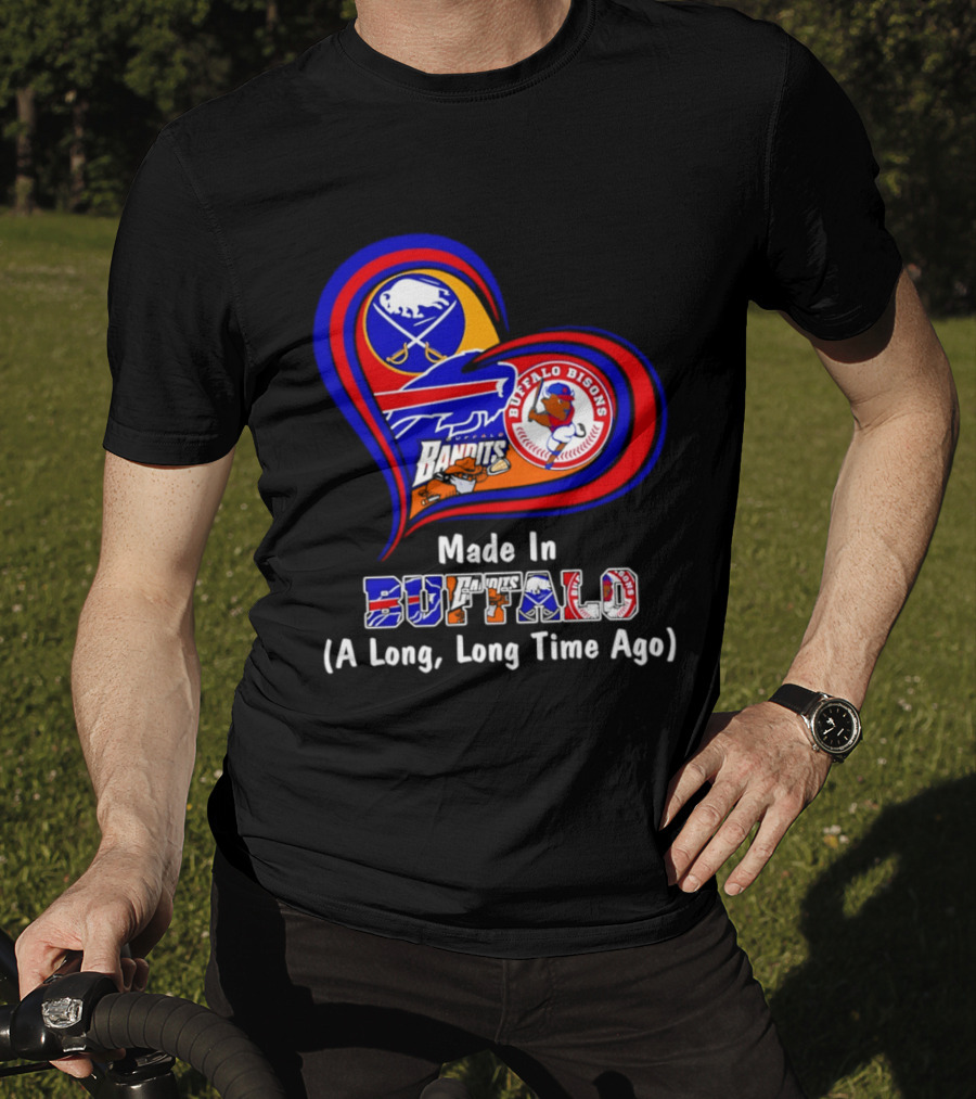 Buffalo Sabres Bills Bisons Made In Buffalo Heart T-Shirt