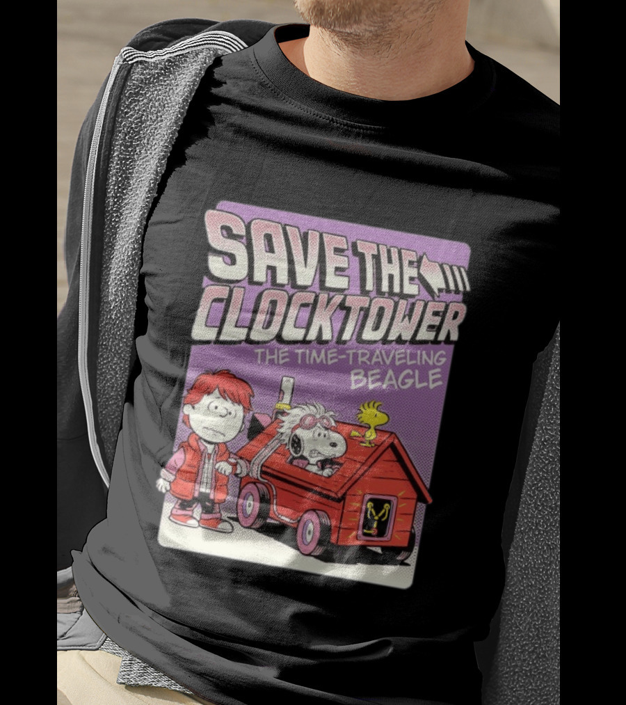 Save The Tower The Time Traveling Beagle Retro Adventure T-Shirt